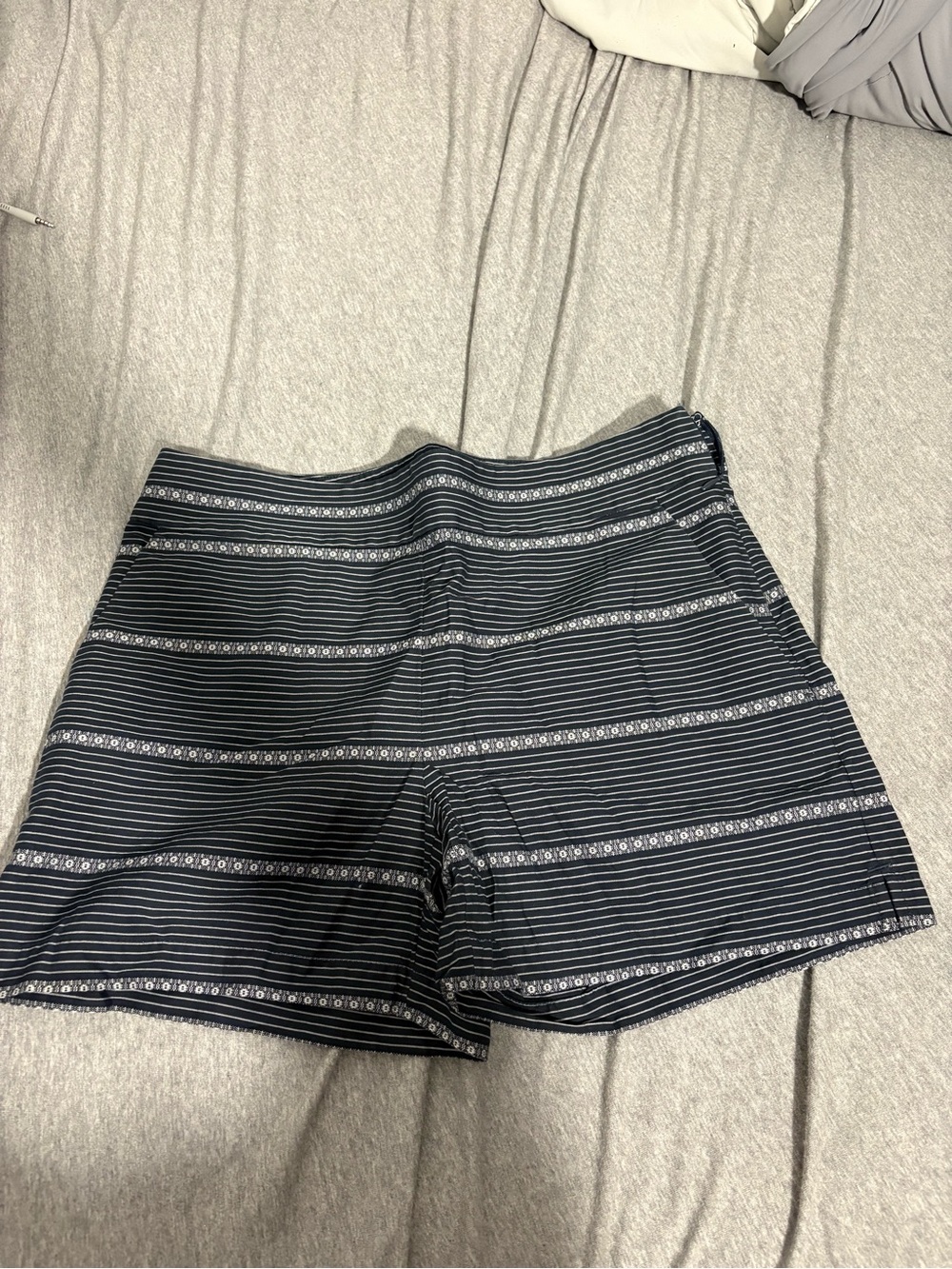 LOFT Navy & White Striped Bermuda Shorts